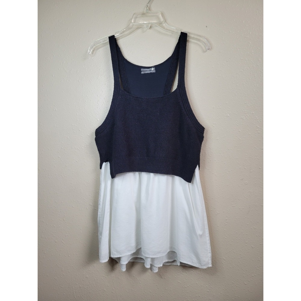Anthropologie Jenna Twofer Layered Sweater Tank/ Shirt Black‎ & White Sz XL